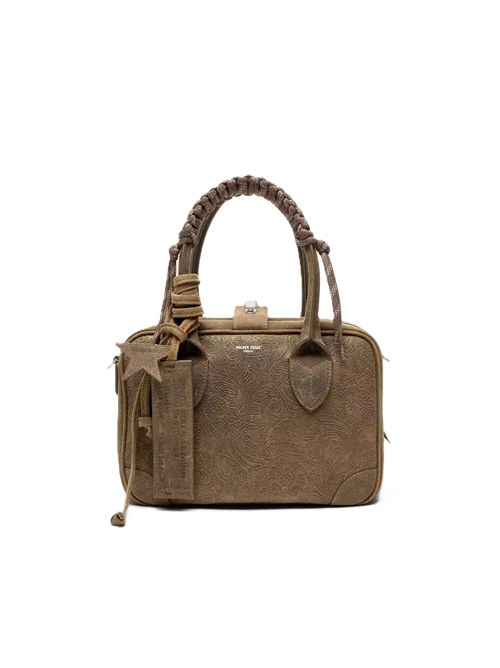 Vita Bag in pelle scamosciata verde militare con motivo floreale in rilievo e dettagli argento Golden Goose | GWA00470.A000915.35674MILITARY GREEN